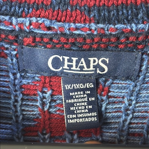 Chaps Blue and Red Southwestern Tribal Patterned Vest - Picture 3 of 10